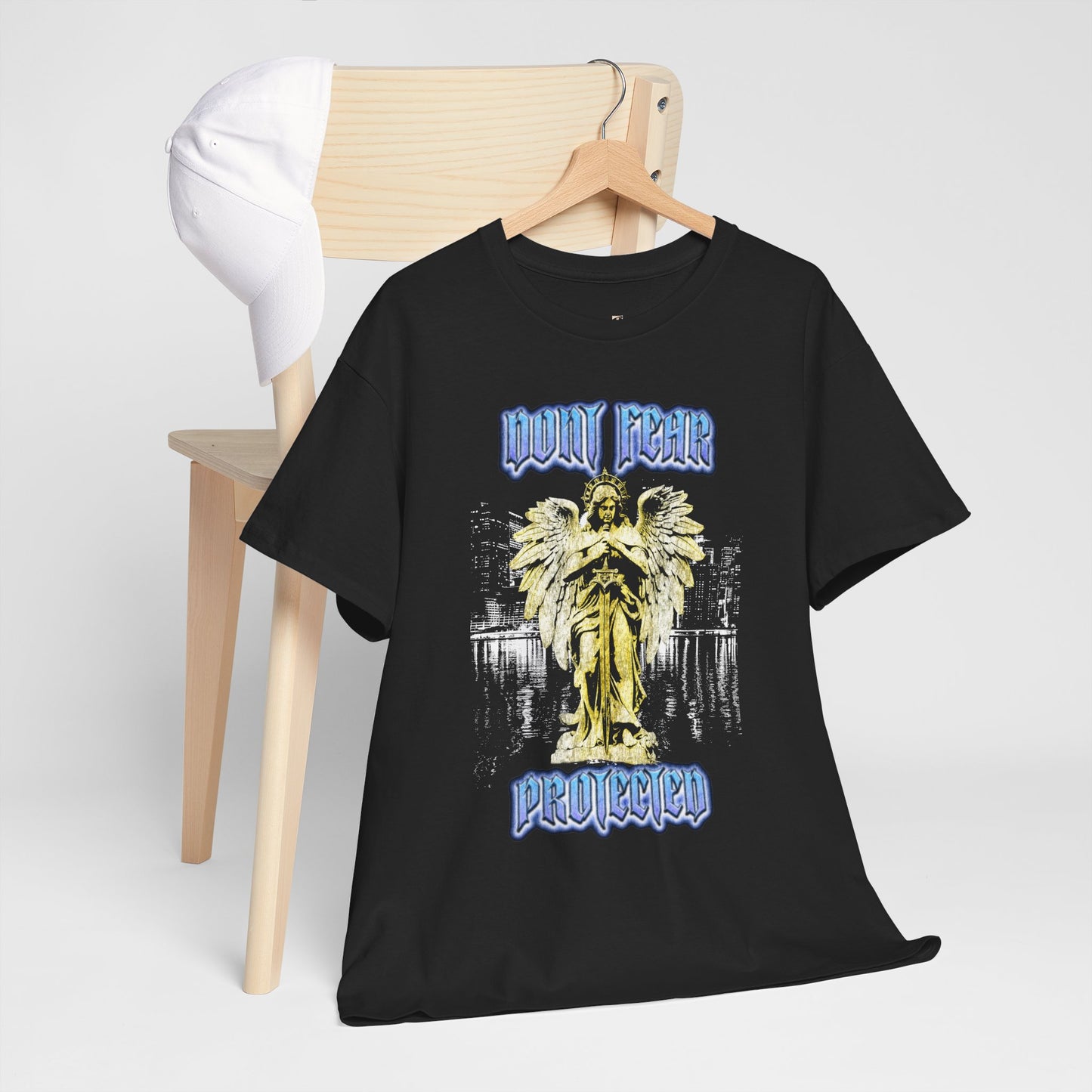 Don't Fear Protected Unisex Heavy Cotton Tee - Casual Graphic Shirt for Spiritual Vibes