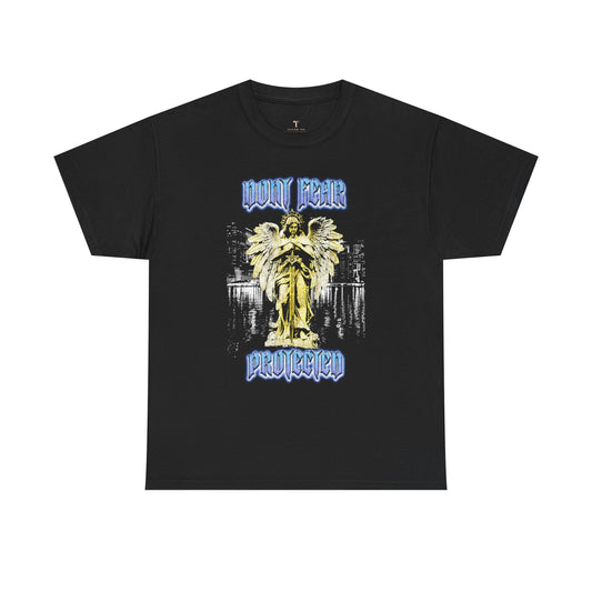 Don't Fear Protected Unisex Heavy Cotton Tee - Casual Graphic Shirt for Spiritual Vibes